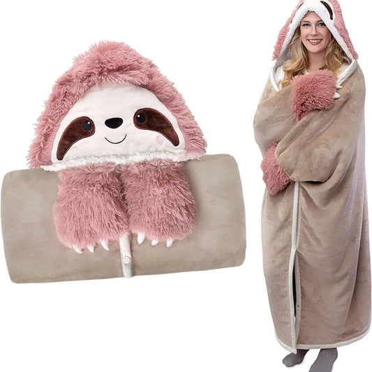 Cozy Sloth Hooded Blanket