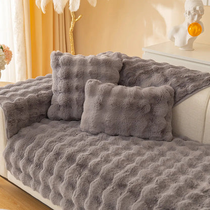 PlushLounge™ - Super Soft Non-Slip Plush Sofa Cover