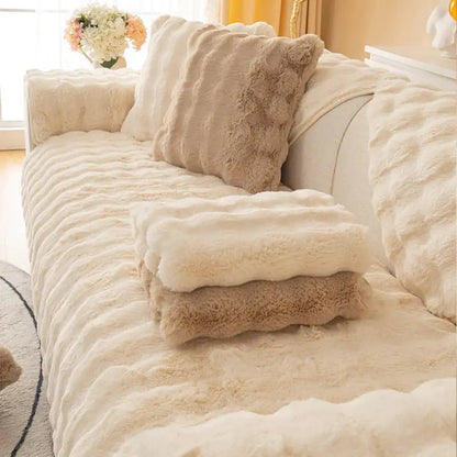 PlushLounge™ - Super Soft Non-Slip Plush Sofa Cover