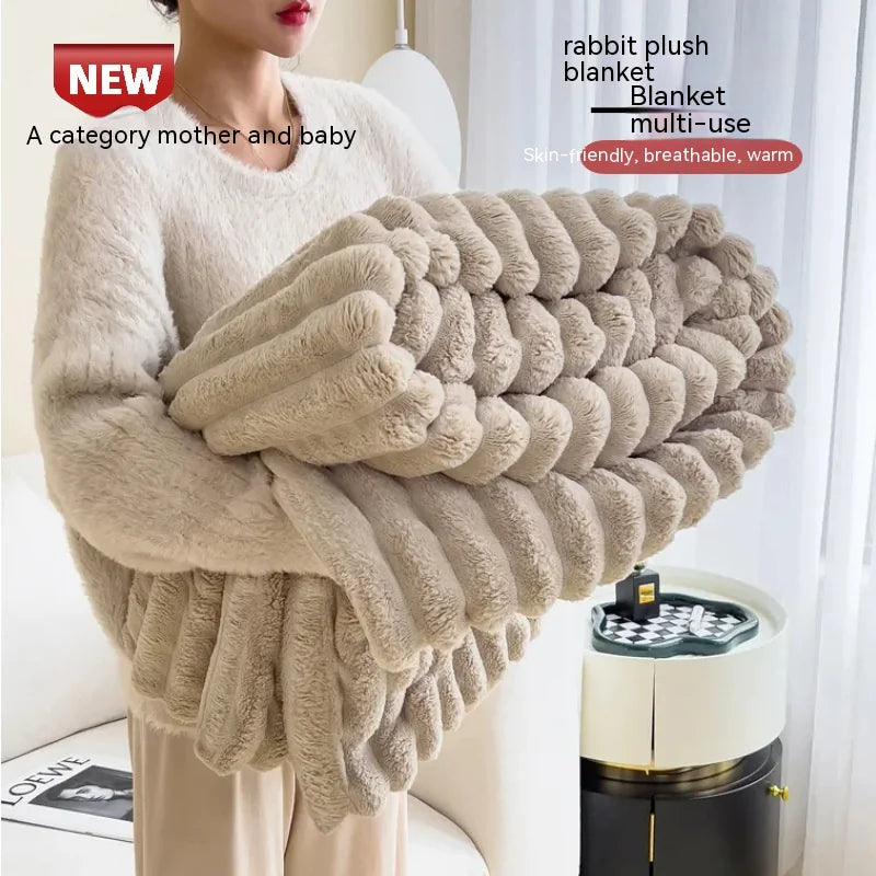 Soft Double-Sided Velvet Rabbit Fur Blanket