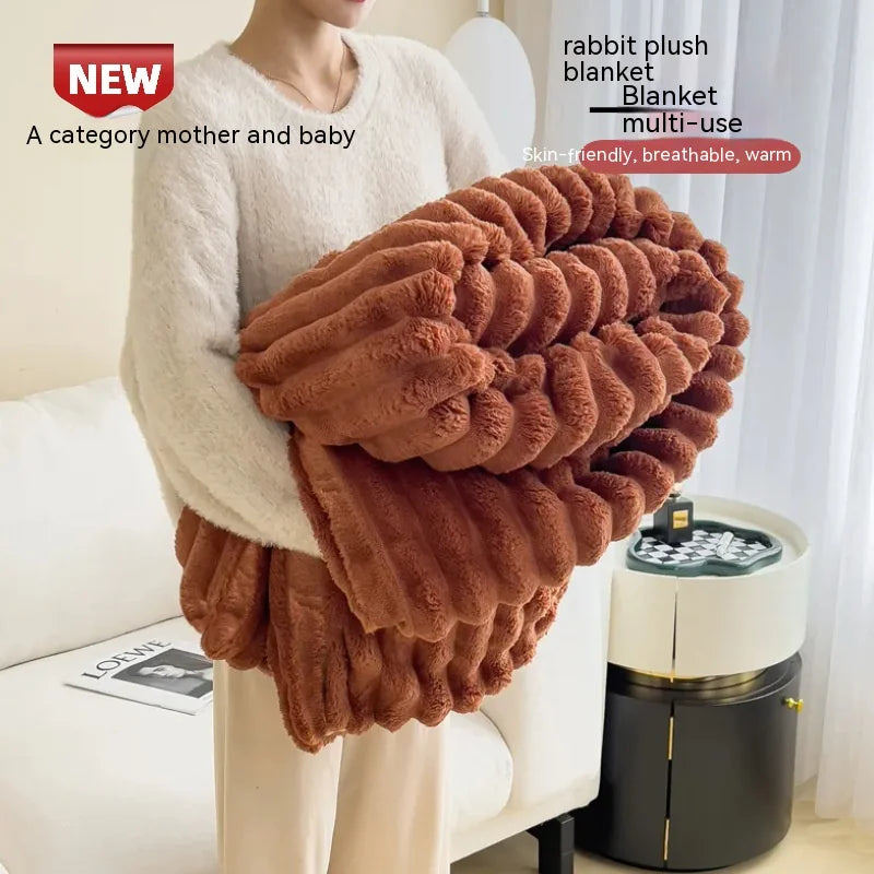 Soft Double-Sided Velvet Rabbit Fur Blanket