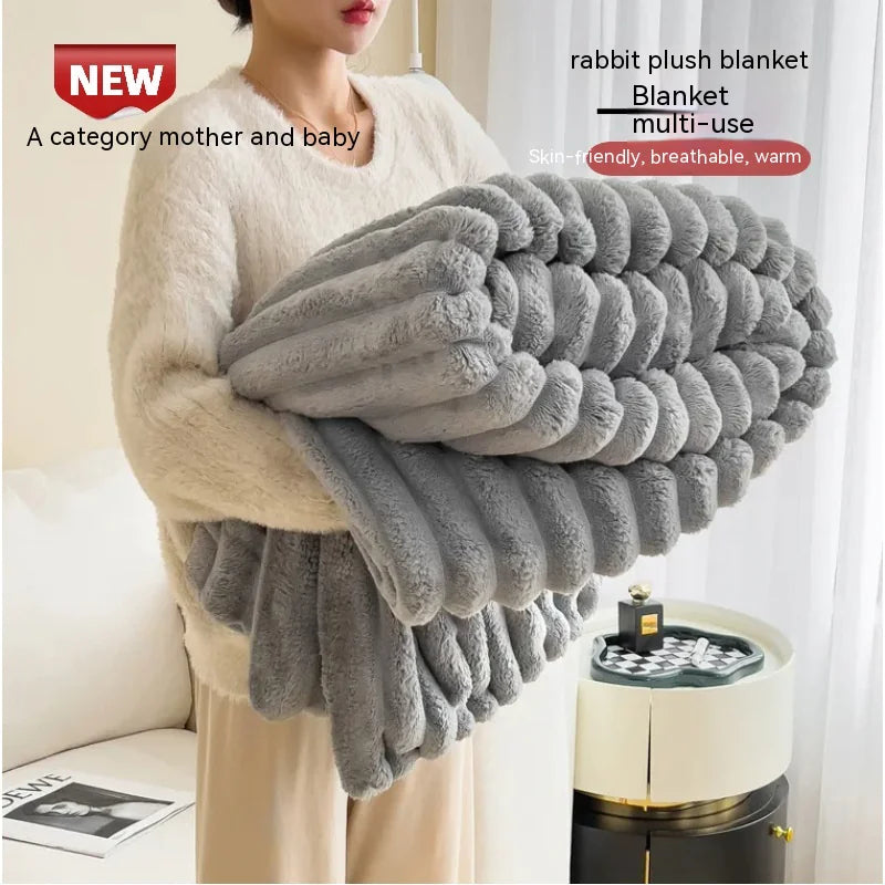 Soft Double-Sided Velvet Rabbit Fur Blanket