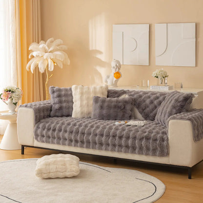 PlushLounge™ - Super Soft Non-Slip Plush Sofa Cover