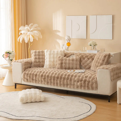 PlushLounge™ - Super Soft Non-Slip Plush Sofa Cover