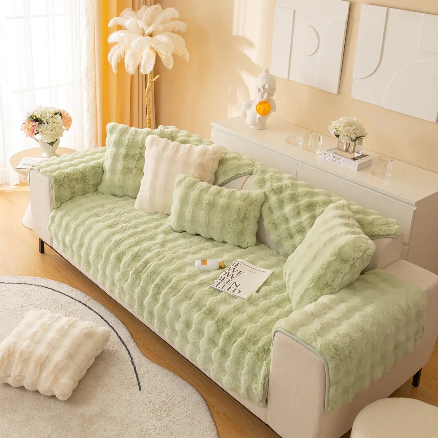 PlushLounge™ - Super Soft Non-Slip Plush Sofa Cover